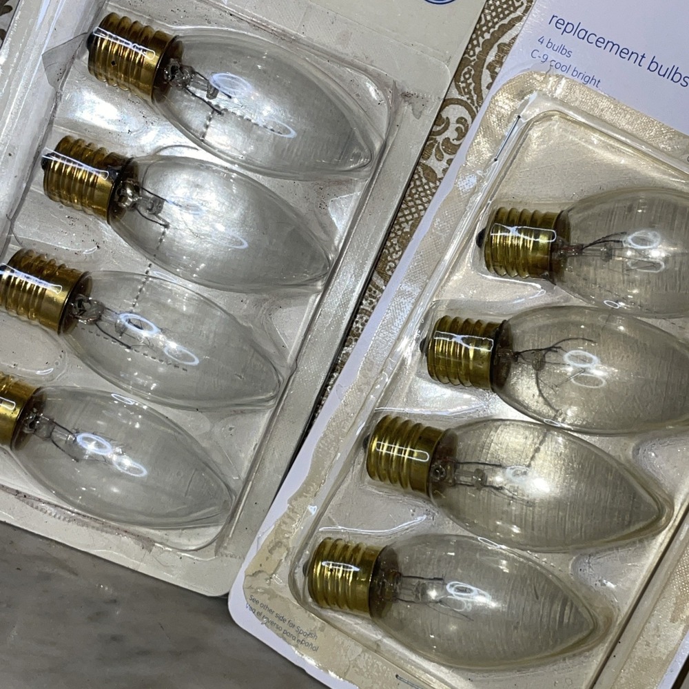 x8 GE C9 clear cool bright replacement light bulbs 7 Watt